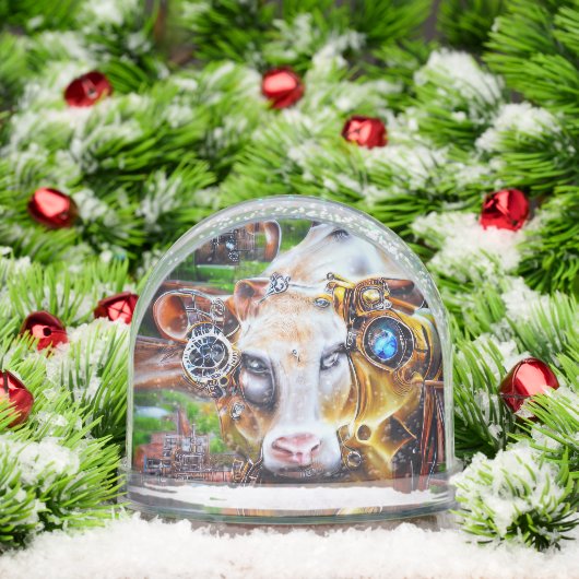 Steampunk Cyber Cow Sneeuwbol (Kerstmis)