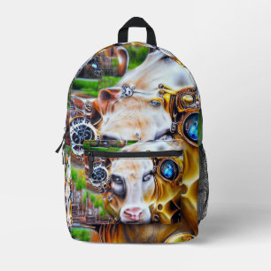 Steampunk Cyber Koe Bedrukte Rugzak