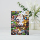 Steampunk Cyber Koe Briefkaart (Staand voorkant)
