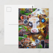 Steampunk Cyber Koe Briefkaart (Voorkant / Achterkant)