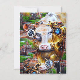 Steampunk Cyber Koe Briefkaart