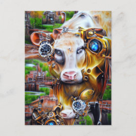 Steampunk Cyber Koe Briefkaart