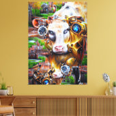 Steampunk Cyber Koe Canvas Afdruk (Insitu (Woonkamer))