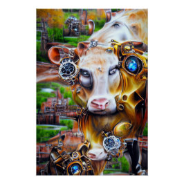 Steampunk Cyber Koe Perfect Poster