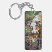 Steampunk Cyber Koe Sleutelhanger (Voorkant Links)