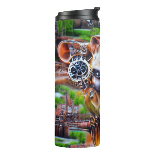 Steampunk Cyber Koe Thermosbeker (Gedraaid links)