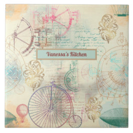 Steampunk Cycle Airships en Tools Kitchen Tegeltje