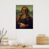 Steampunk da Vinci Mona Lisa Divers Helmet Pop Art Poster (Keuken)