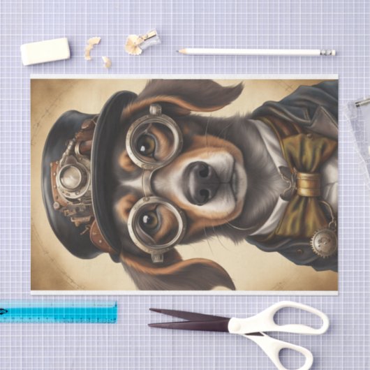 Steampunk Dachshund Decoupage Papier (Craft)