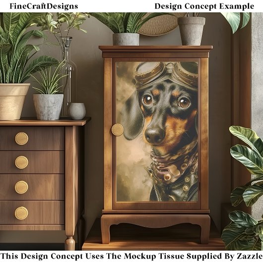 Steampunk Dachshund Dog Aviator EP7L Decoupage Tissuepapier