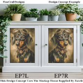 Steampunk Dachshund Dog Aviator EP7R Decoupage Tissuepapier