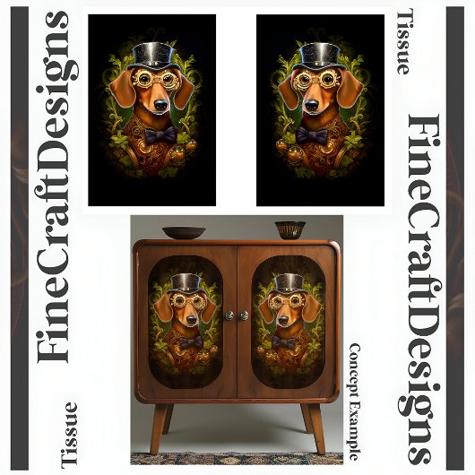 Steampunk Dachshund Dog Decoupage L&R 149 Tissuepapier
