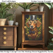 Steampunk Dachshund Dog Decoupage Links 149 Tissuepapier