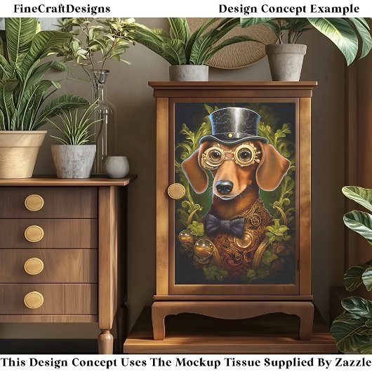 Steampunk Dachshund Dog Decoupage Links 149 Tissuepapier