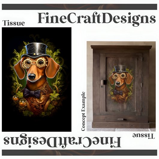  Steampunk Dachshund Dog Decoupage Links 149 Tissuepapier