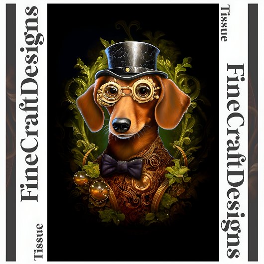 Steampunk Dachshund Dog Decoupage Links 149 Tissuepapier