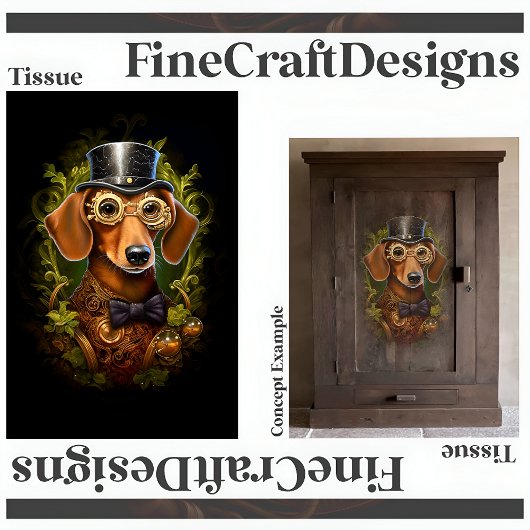  Steampunk Dachshund Dog Decoupage Rechts 149 Tissuepapier