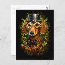 Steampunk Dachshund Dog in Pet Aangepaste naam 149