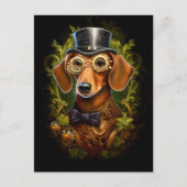 Steampunk Dachshund Dog in Pet Aangepaste naam 149 Briefkaart (Voorkant)