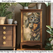 Steampunk Dachshund Hond Aviator EP7L Decoupage Tissuepapier