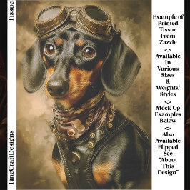 Steampunk Dachshund Hond Aviator EP7L Decoupage Tissuepapier
