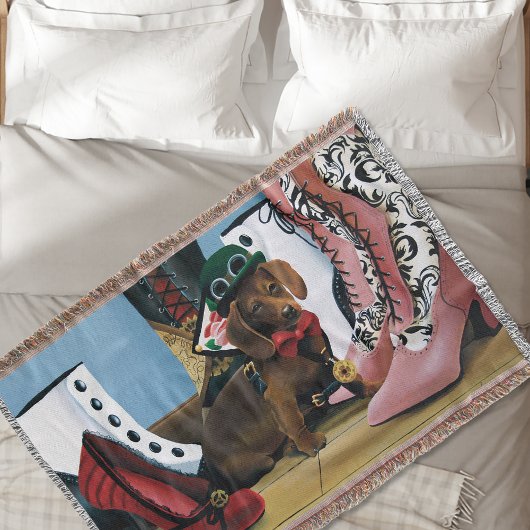 Steampunk Dachshund schoenen Laarzen Victoriaans Deken