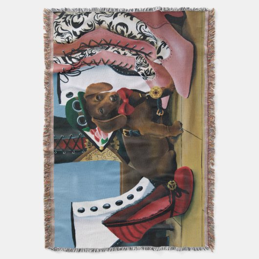 Steampunk Dachshund schoenen Laarzen Victoriaans Deken (Voorkant Verticaal)