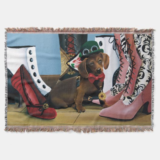 Steampunk Dachshund schoenen Laarzen Victoriaans Deken (Voorkant)