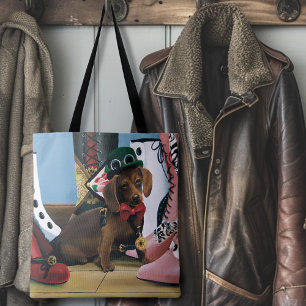 Steampunk Dachshund Shoes Boots Victoriaans Tote Bag