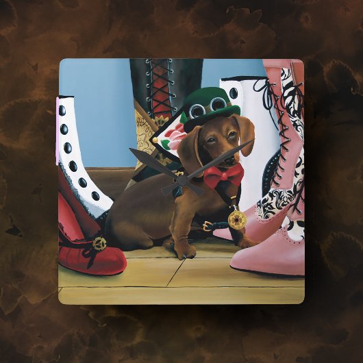 Steampunk Dachshund Shoes Boots Victoriaans Vierkante Klok