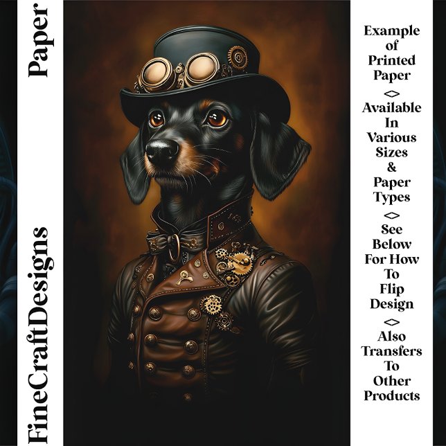 Steampunk Dachshund Weense Hond CR5 Ambachtspapier (Creator heeft geüpload)