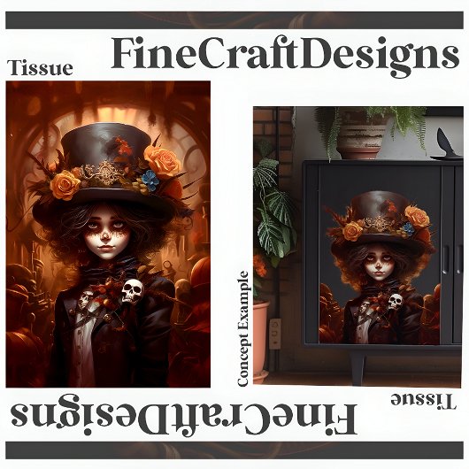 Steampunk Dag van het Dode Meisje Decoupage Links  Tissuepapier