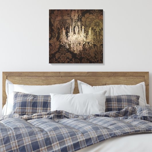 steampunk damask paris chandelaar canvas afdruk (Insitu (Slaapkamer))