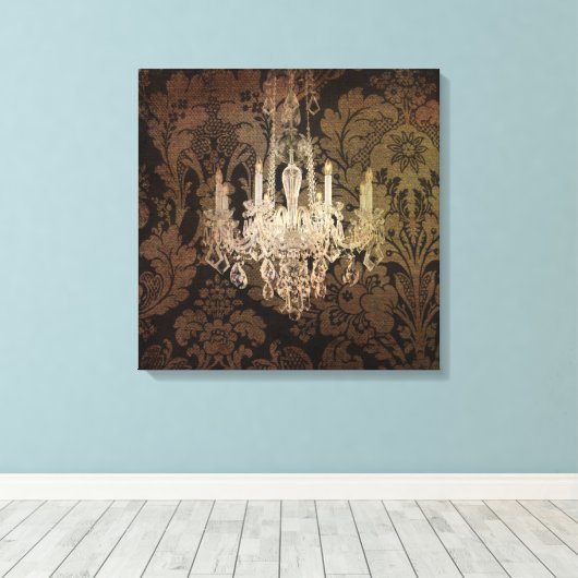 steampunk damask paris chandelaar canvas afdruk (Insitu (Houten vloer))