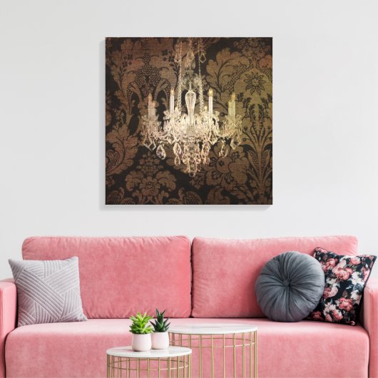 steampunk damask paris chandelaar canvas afdruk (Insitu (Woonkamer))