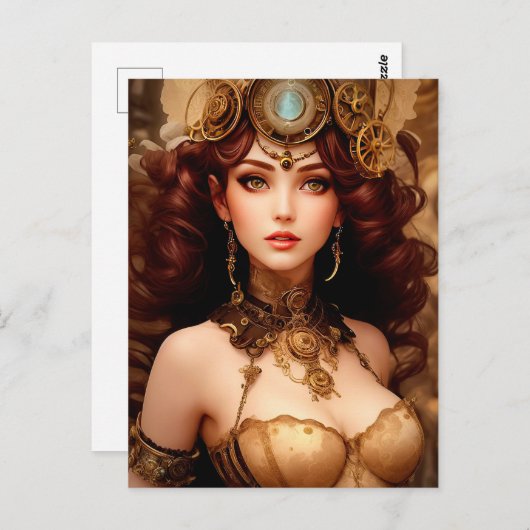 STEAMPUNK DAME BRIEFKAART (Voorkant / Achterkant)