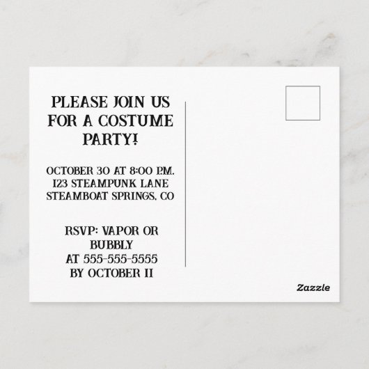 STEAMPUNK DAME BRIEFKAART (Achterkant)