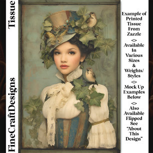 Steampunk Dame Met Hoed, Klimop & Vogels DK3R Deco Tissuepapier