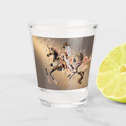 Steampunk Dame & Paard Shotglas Shot Glas (Voorkant)
