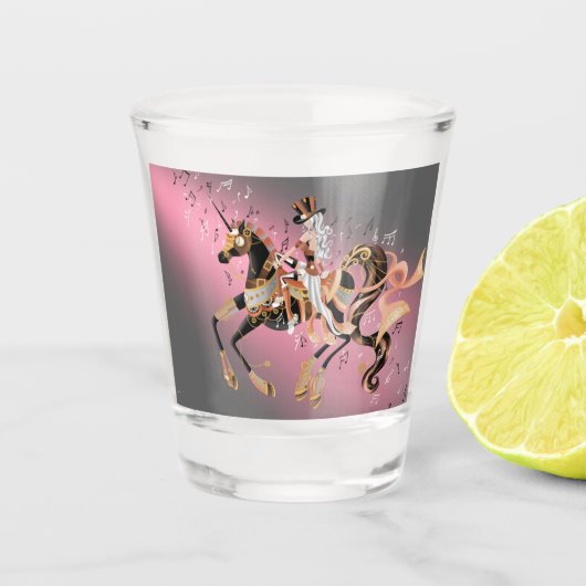 Steampunk Dame & Paard Shotglas Shot Glas (Voorkant)