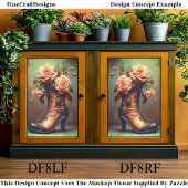 Steampunk Dames Boot & Rozen DF8RF Decoupage Tissuepapier