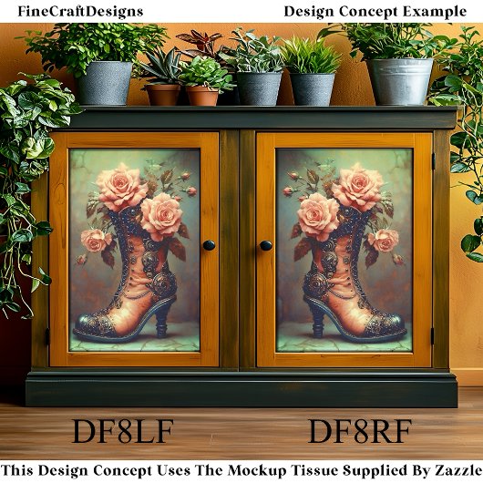 Steampunk Dames Boot & Rozen DF8RF Decoupage Tissuepapier