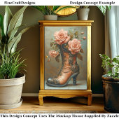 Steampunk Dameslaars & Roze Rozen DF8L Decoupage Tissuepapier