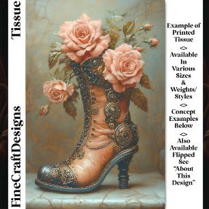 Steampunk Dameslaars & Roze Rozen DF8L Decoupage Tissuepapier
