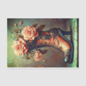 Steampunk Dameslaars & Roze Rozen DF8LF Decoupage Tissuepapier (Voorkant)