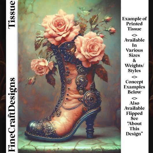 Steampunk Dameslaars & Roze Rozen DF8LF Decoupage Tissuepapier