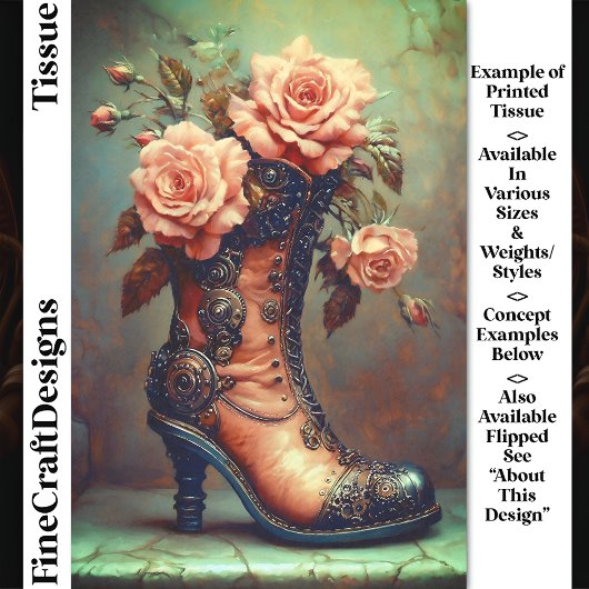 Steampunk Dameslaars & Roze Rozen DF8RF Decoupage Tissuepapier