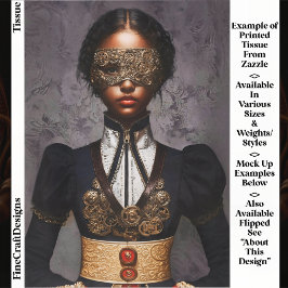 Steampunk Dark Skin Woman In Mask EM4L Decoupage Tissuepapier