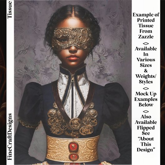 Steampunk Dark Skin Woman In Mask EM4L Decoupage Tissuepapier
