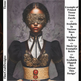 Steampunk Dark Skin Woman In Mask EM4R Decoupage Tissuepapier